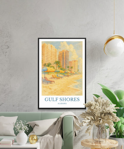 Gulf Shores, Watercolor design poster, Alabama Print, Gulf Shores Wall Art