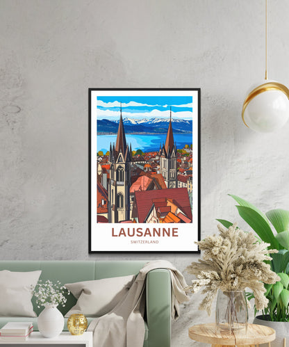 Lausanne Travel Poster- Heart of the Riviera Vaudoise