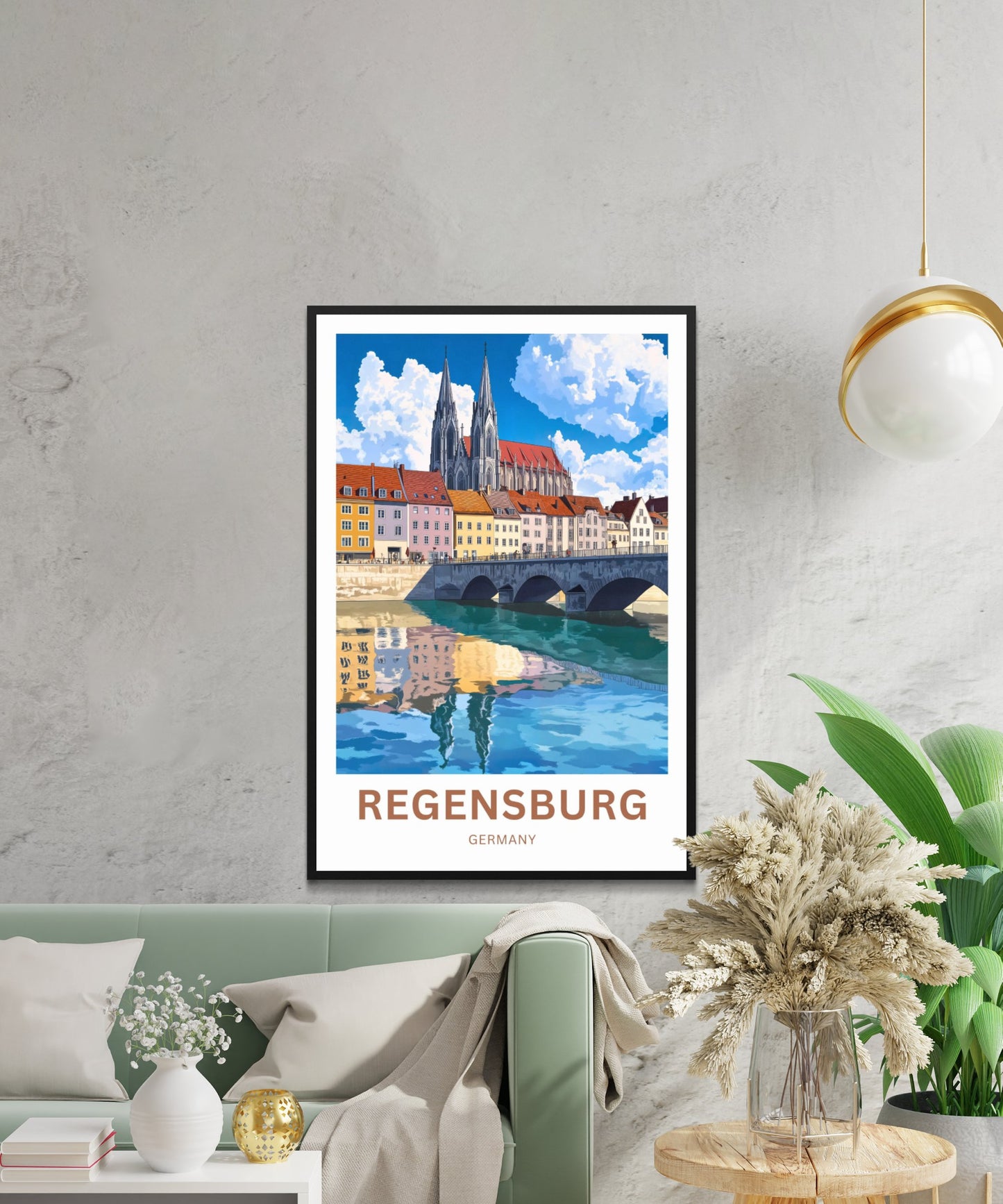 Regensburg Travel Poster -  Stone Bridge & Gothic Dreams