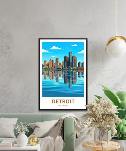 Detroit Travel Poster - Beautiful Skyline View