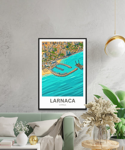 Larnaca Travel Poster - Cyprus Waterfront