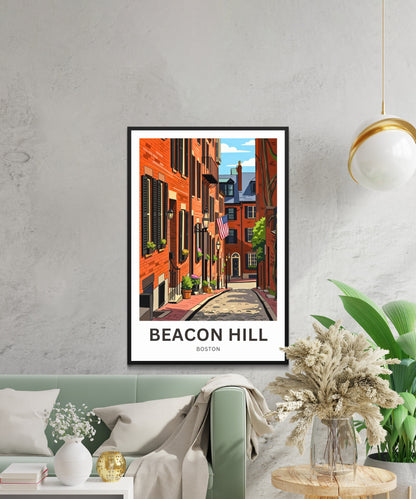 Beacon Hill Travel Poster -  Historic Boston Streets