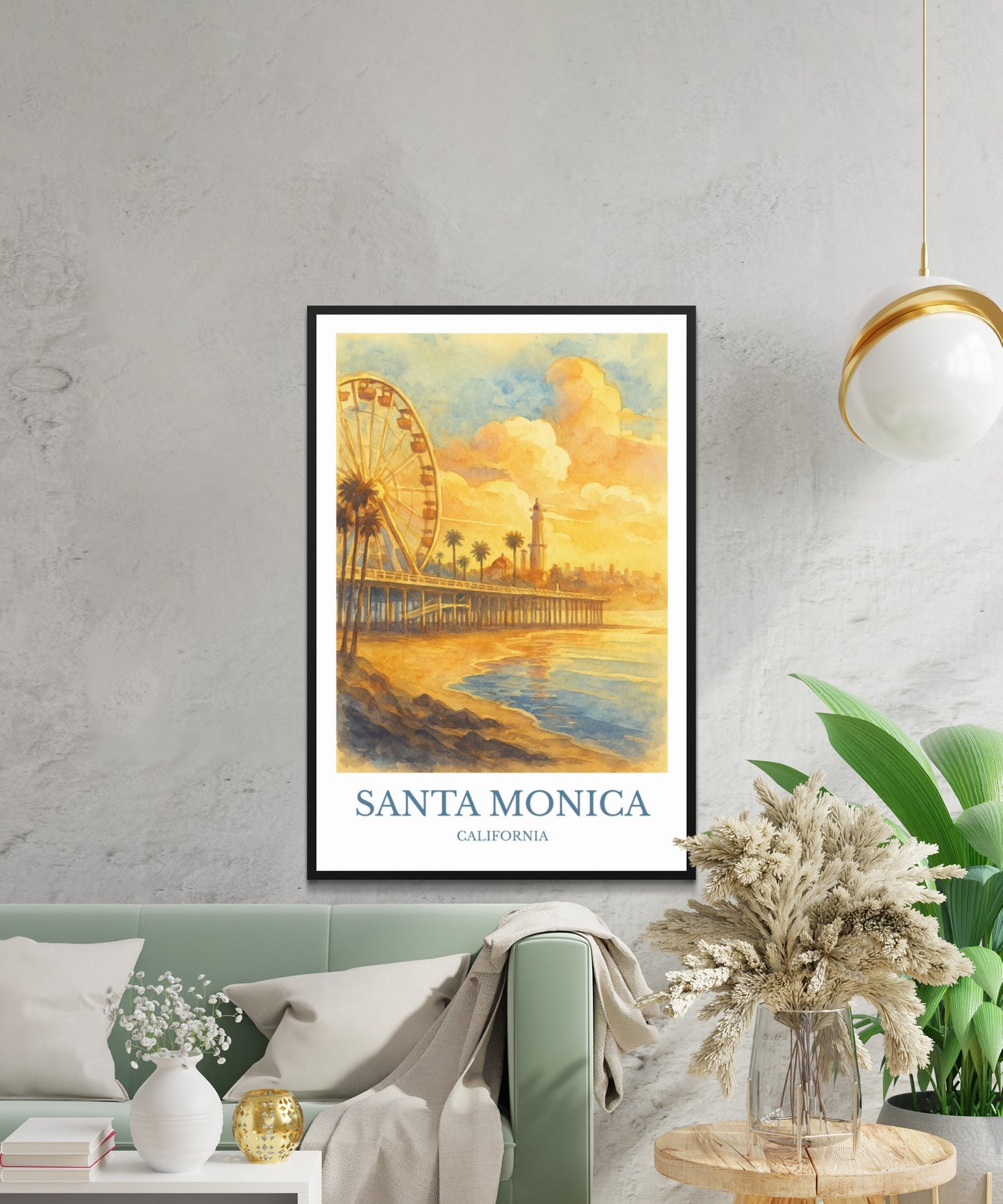 Santa Monica, Watercolor design poster, California Print, Santa Monica Wall Art
