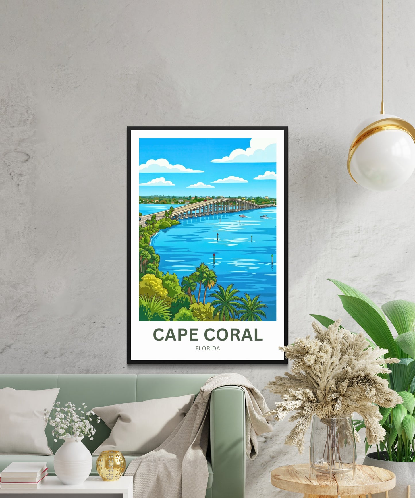 Cape Coral, Florida Travel Poster - Beautiful Bridge