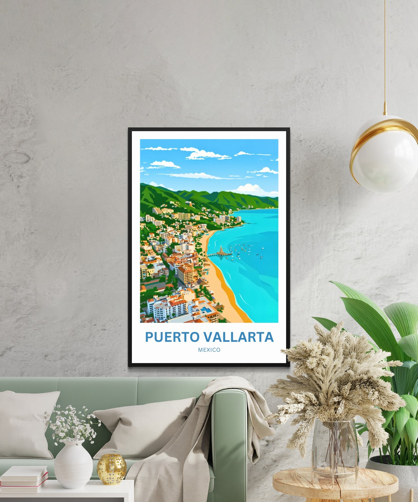 Puerto Vallarta  Travel Poster - Where Mountains Meet the Sea