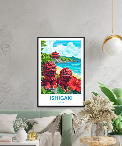 Ishigaki Travel Poster - Tropical Temple Coast