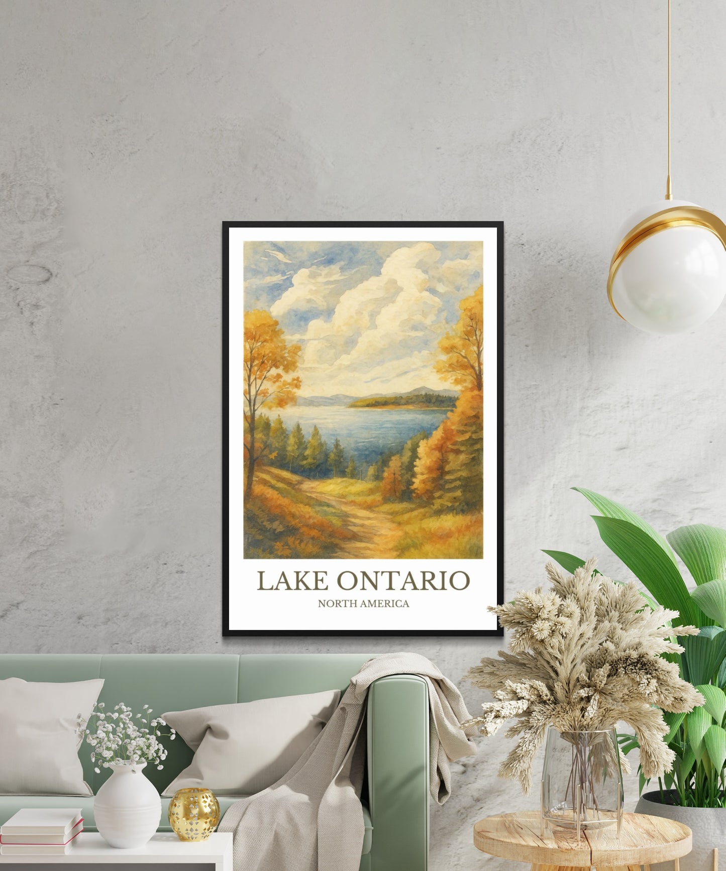 Lake Ontario, Watercolor design poster, North America Print, Lake Ontario Wall Art