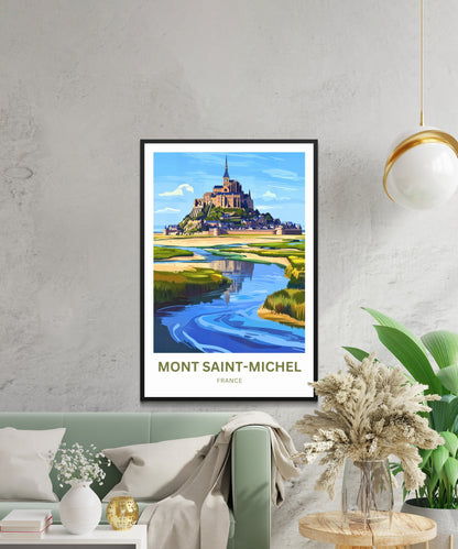 Mont Saint-Michel Travel Poster - The Floating Fortress of France