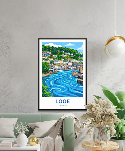 Looe, Cornwall Travel Poster - Harbour Days