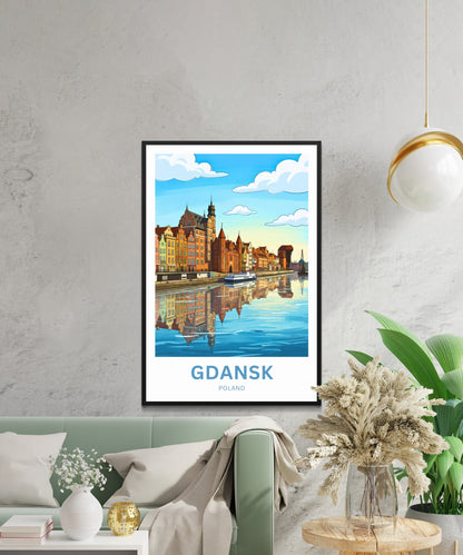 Gdańsk  Travel Poster - Ship on the Motława