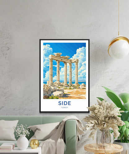 Side, Turkey Travel Poster - Apollo’s Temple