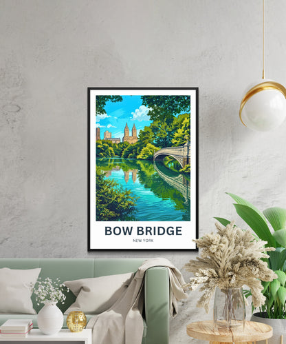 Bow Bridge  Travel Poster - New York’s Gentle Curve