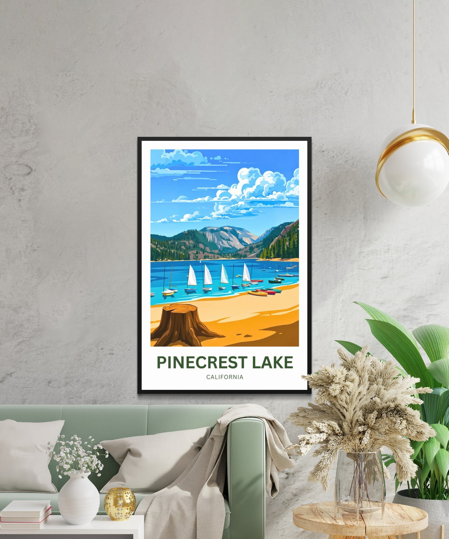 Pinecrest Lake Travel Poster - Mesmerizing Serene Lake and Mountain