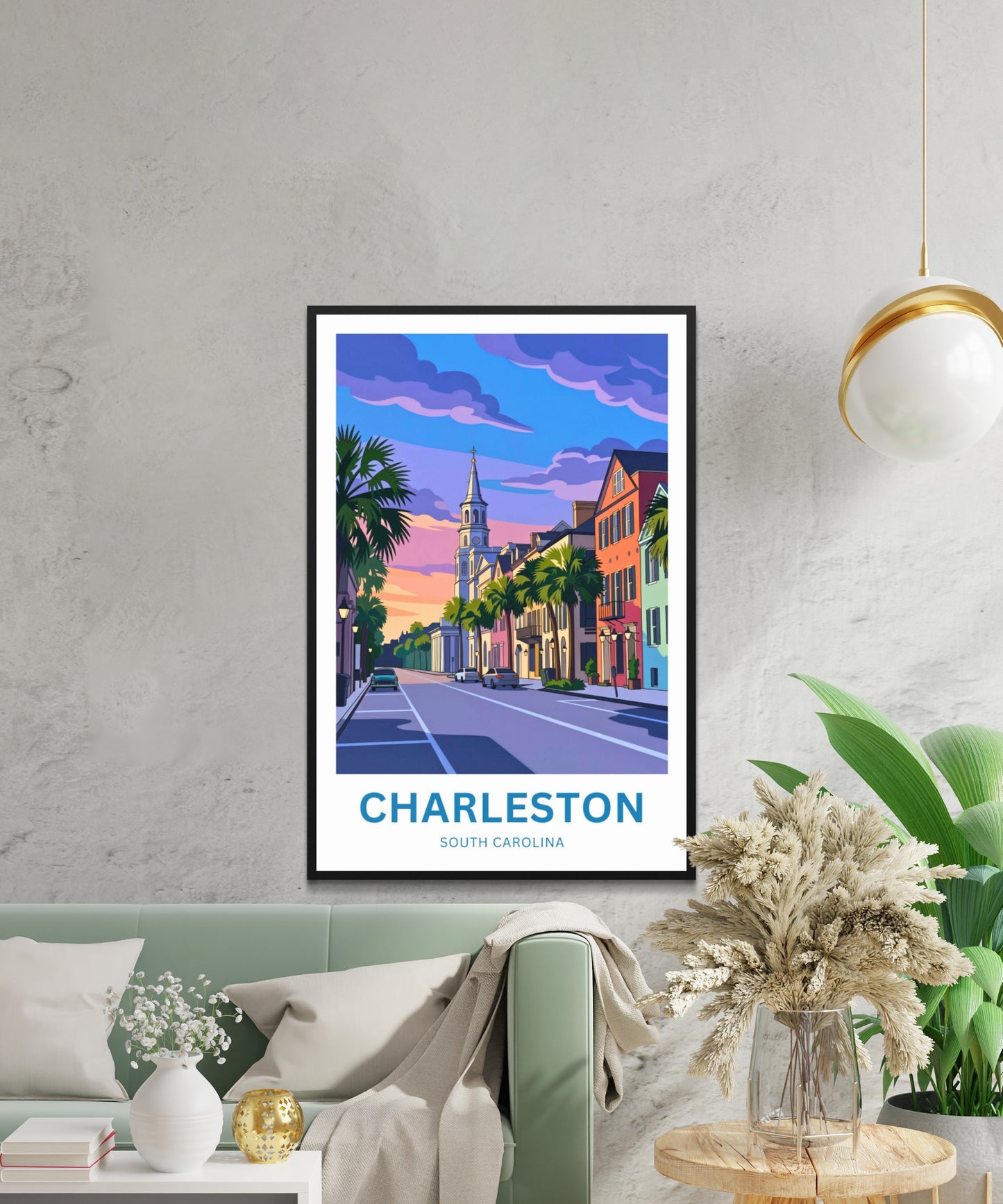 Charleston Historic District Travel Poster - Street Elegance