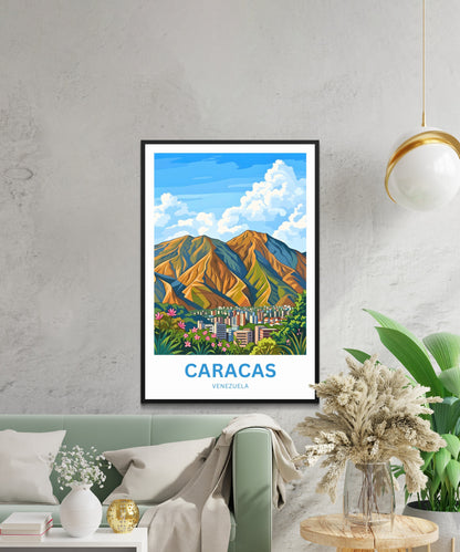 Caracas Travel Poster - Venenzuela Mountain View