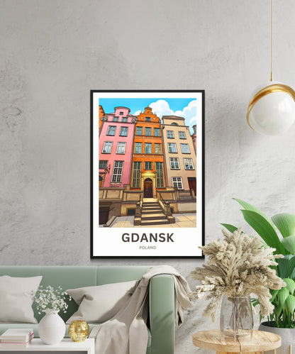 Gdańsk  Travel Poster -Northern Street Colors