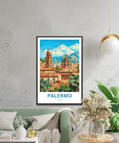 Palermo Travel Poster- Mediterranean Mosaic