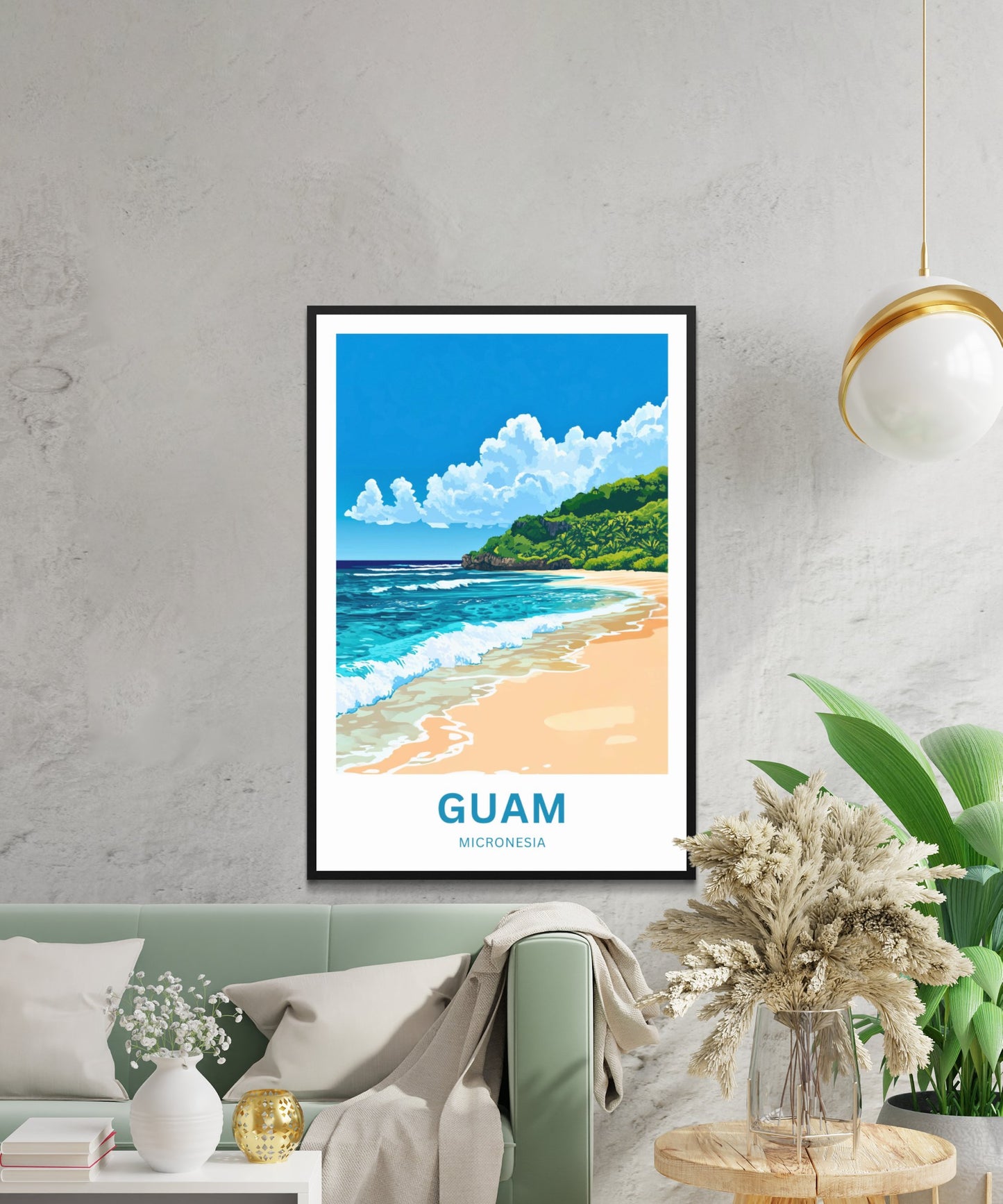 Guam Travel Poster - Breathtaking Serene View of Guam Beach