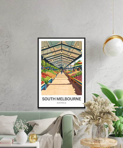 South Melbourne Market Travel Poster  - Market Days in Melbourne