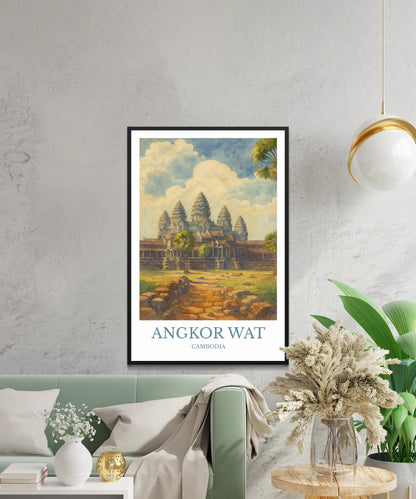 Angkor Wat, Watercolor design poster, Cambodia Print, Angkor Wat Wall Art