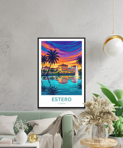 Estero Travel Poster - Relaxing Fountain View