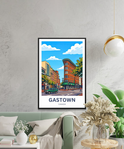 Gastown Travel Poster - Vancouver Historic Buildings