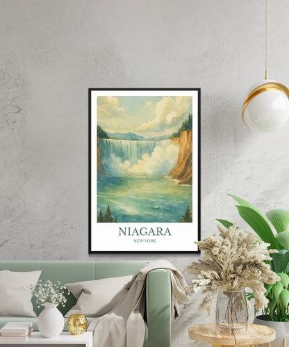 Niagara Falls, Watercolor design poster, United States Print, Niagara Falls Wall Art
