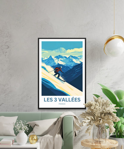Les 3 Vallées Travel Poster - Ski in France