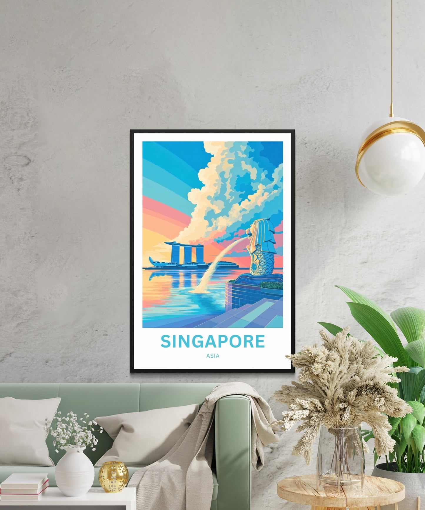 Singapore Travel Poster - The Watchful Merlion
