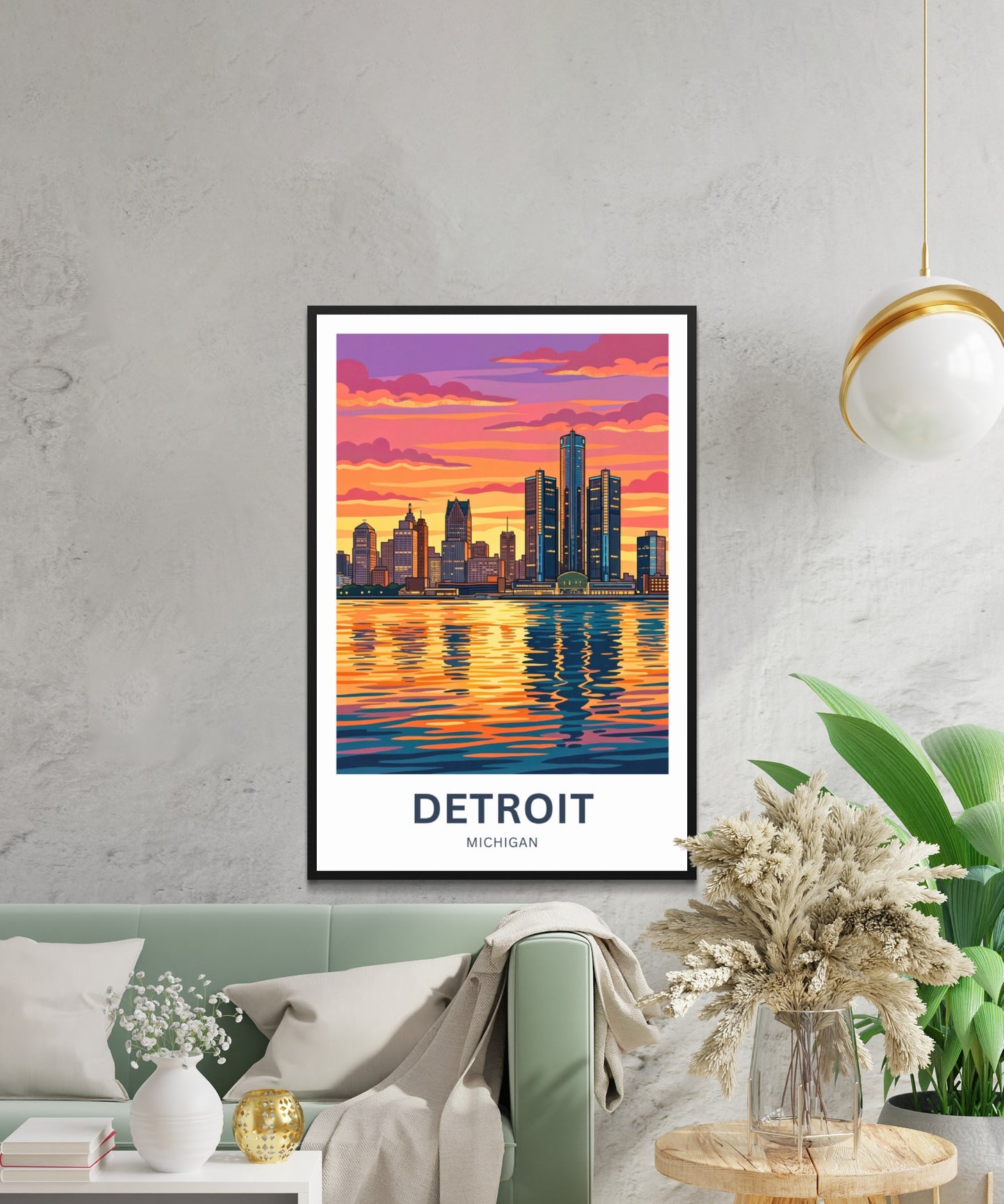 Detroit Travel Poster - City Lights