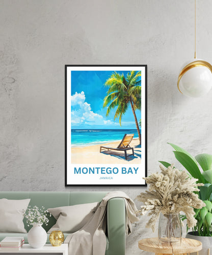 Montego Bay Travel Poster  - Relaxing and Refreshing Jamaican Beach