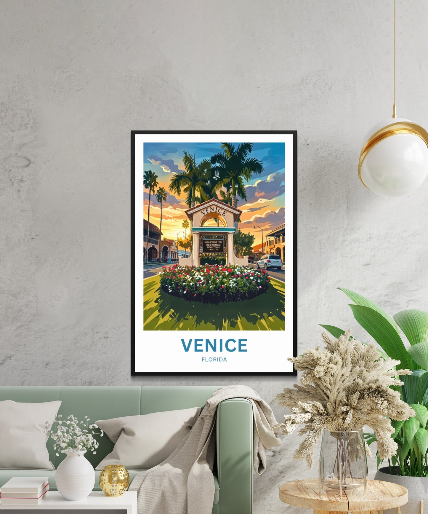 Venice, Florida Travel Poster - Downtown
