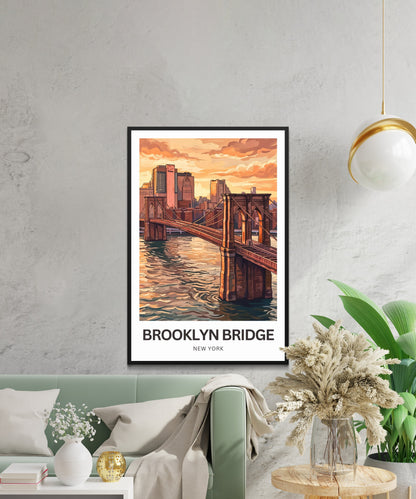 Brooklyn Bridge Travel Poster -  Classic New York View