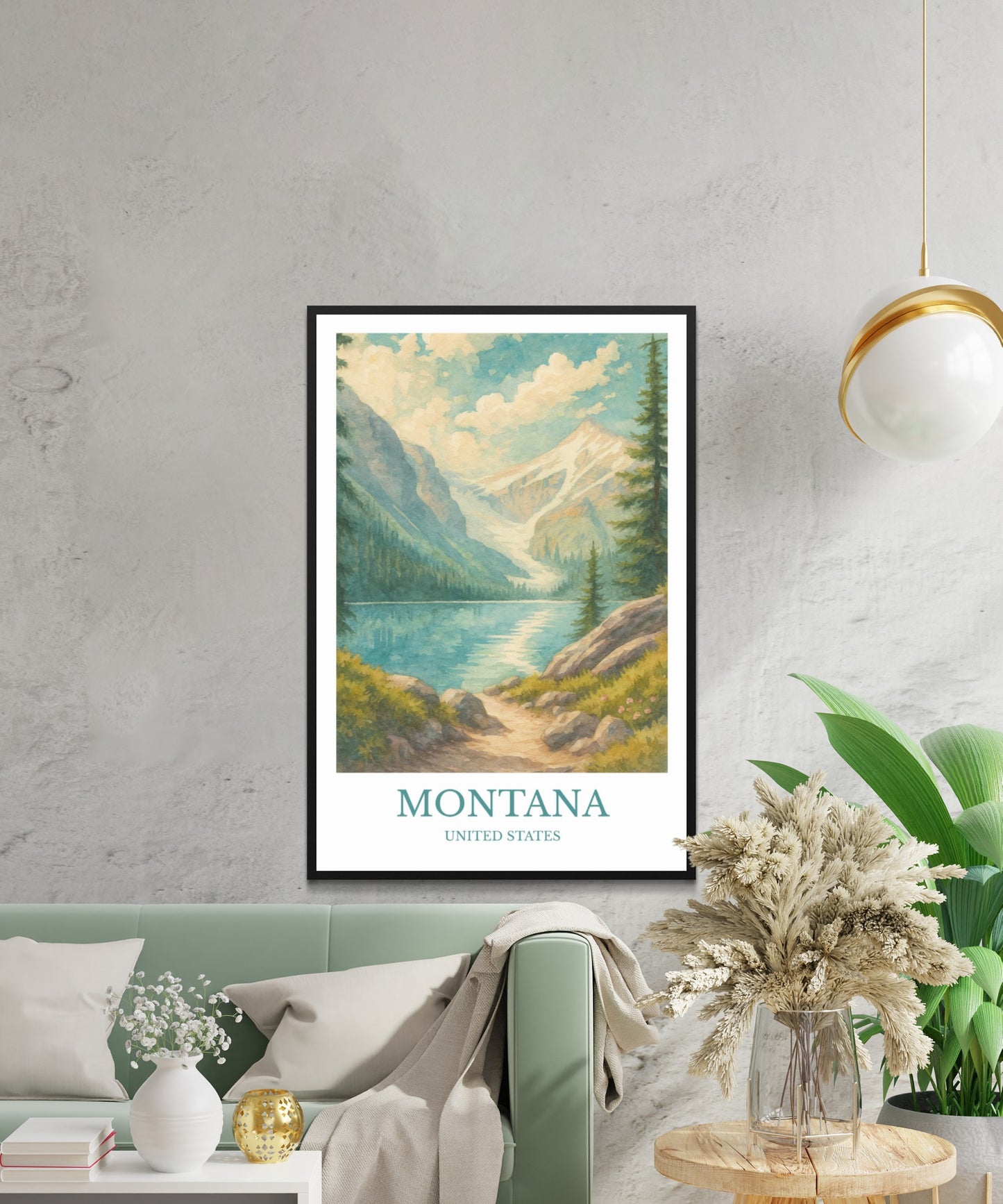 Montana, Watercolor design poster, Big Sky Print, Montana Wall Art