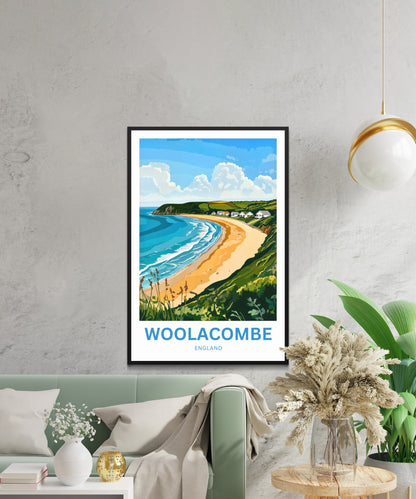 Woolacombe Travel Poster - Golden Sands by the Sea