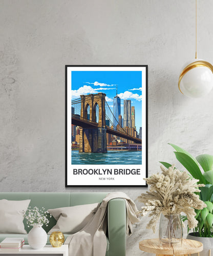 Brooklyn Bridge Travel Poster -  East River Crossing