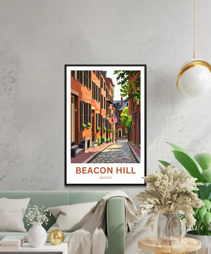 Beacon Hill Travel Poster -  Acorn Street Glow