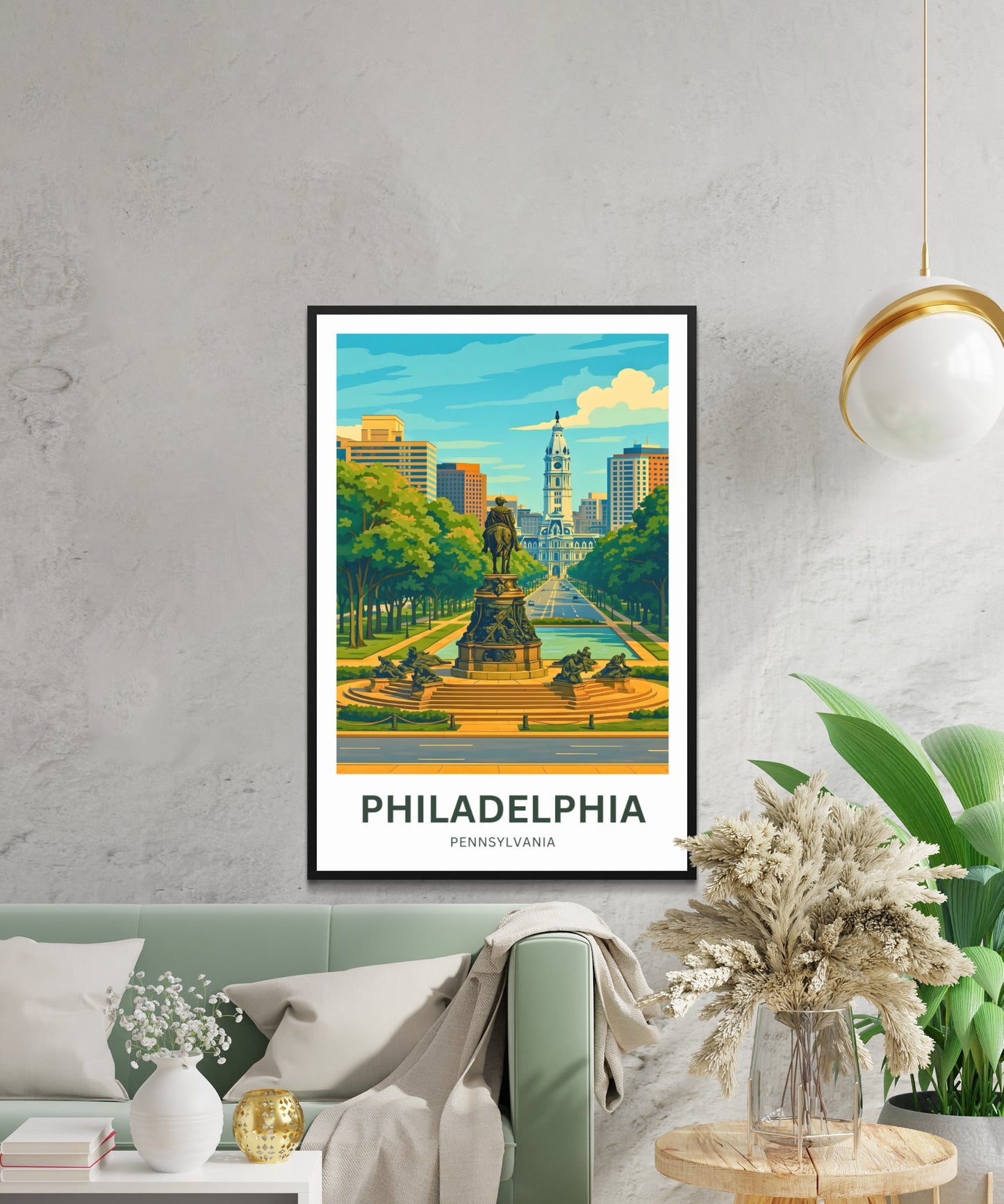 Philadelphia Travel Poster - Rocky Step view of Pennsylvania