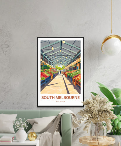 South Melbourne Market Travel Poster  - Where Community Meets Flavor