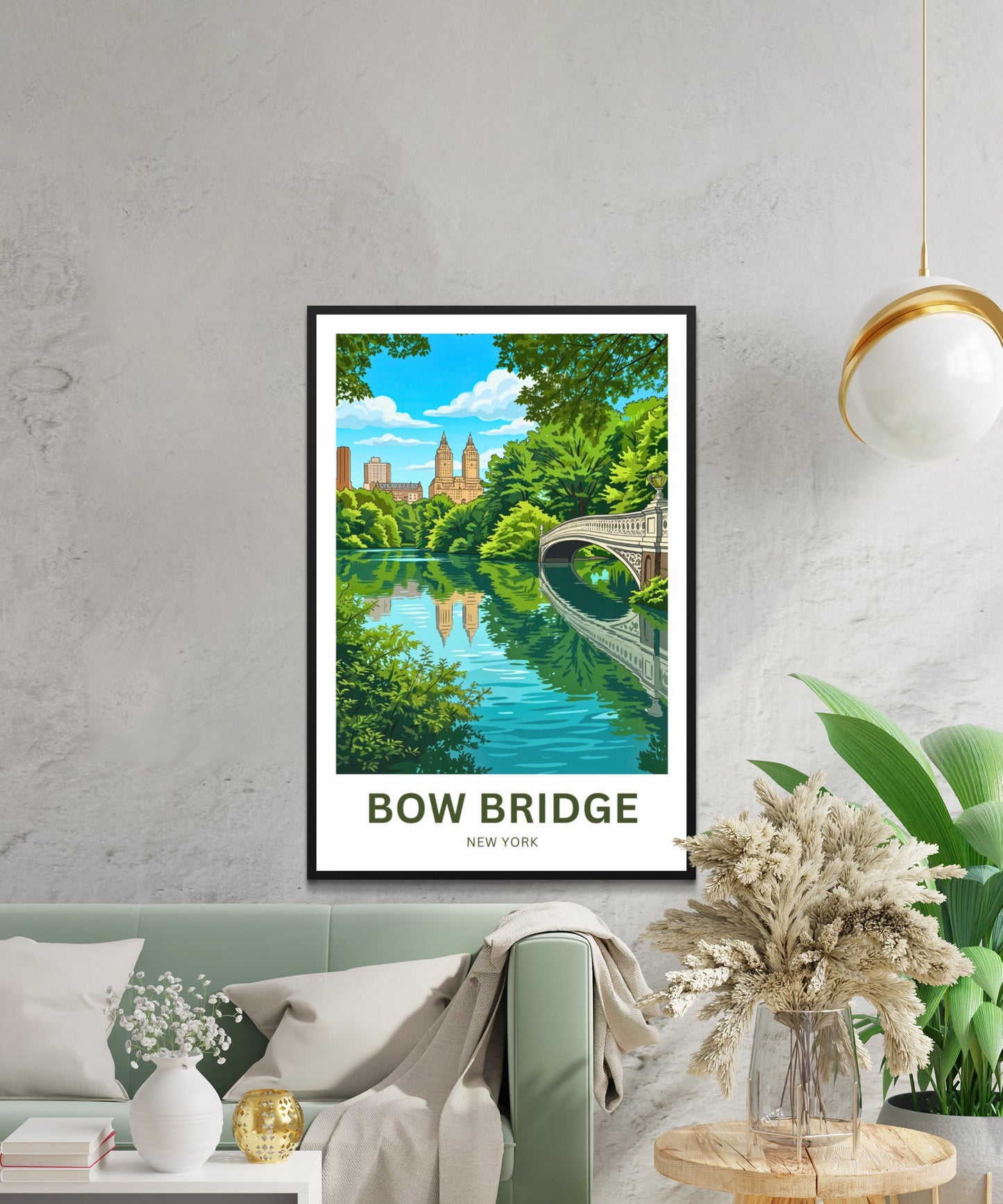 Bow Bridge  Travel Poster - Central Park Reflections