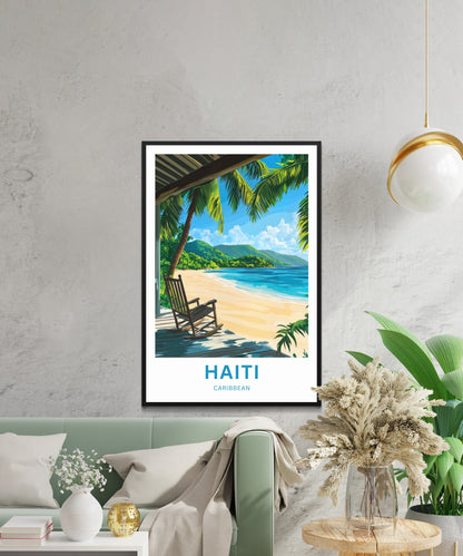 Haiti Travel Poster - Relaxing Beach View