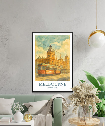 Melbourne, Watercolor design poster, Australia Print, Melbourne Wall Art