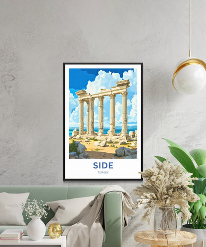 Side, Turkey Travel Poster - Gateway to the Mediterranean