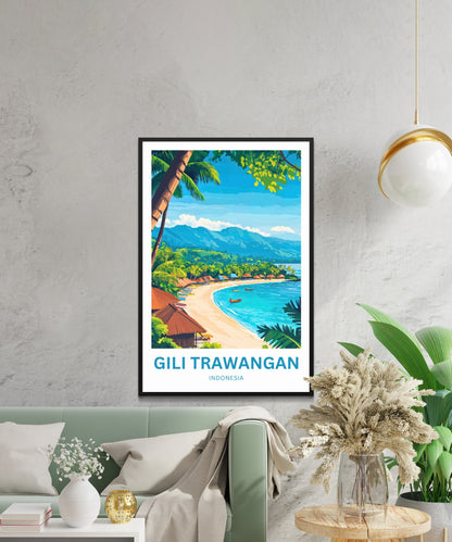 Gili Trawangan Travel Poster- Indonesia Tropical Island Life
