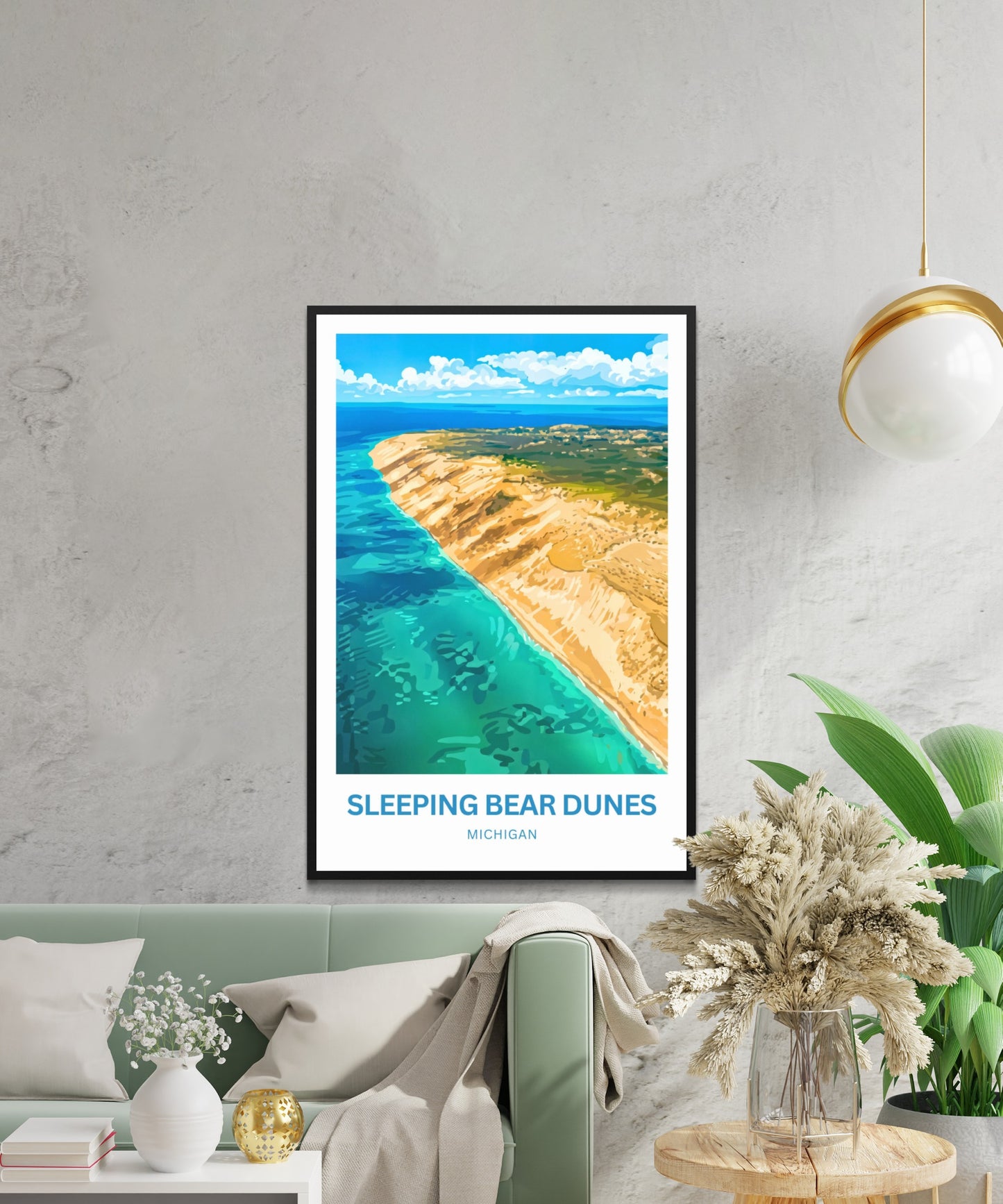 Sleeping Bear Dunes Travel Poster - Famous Massive Sand