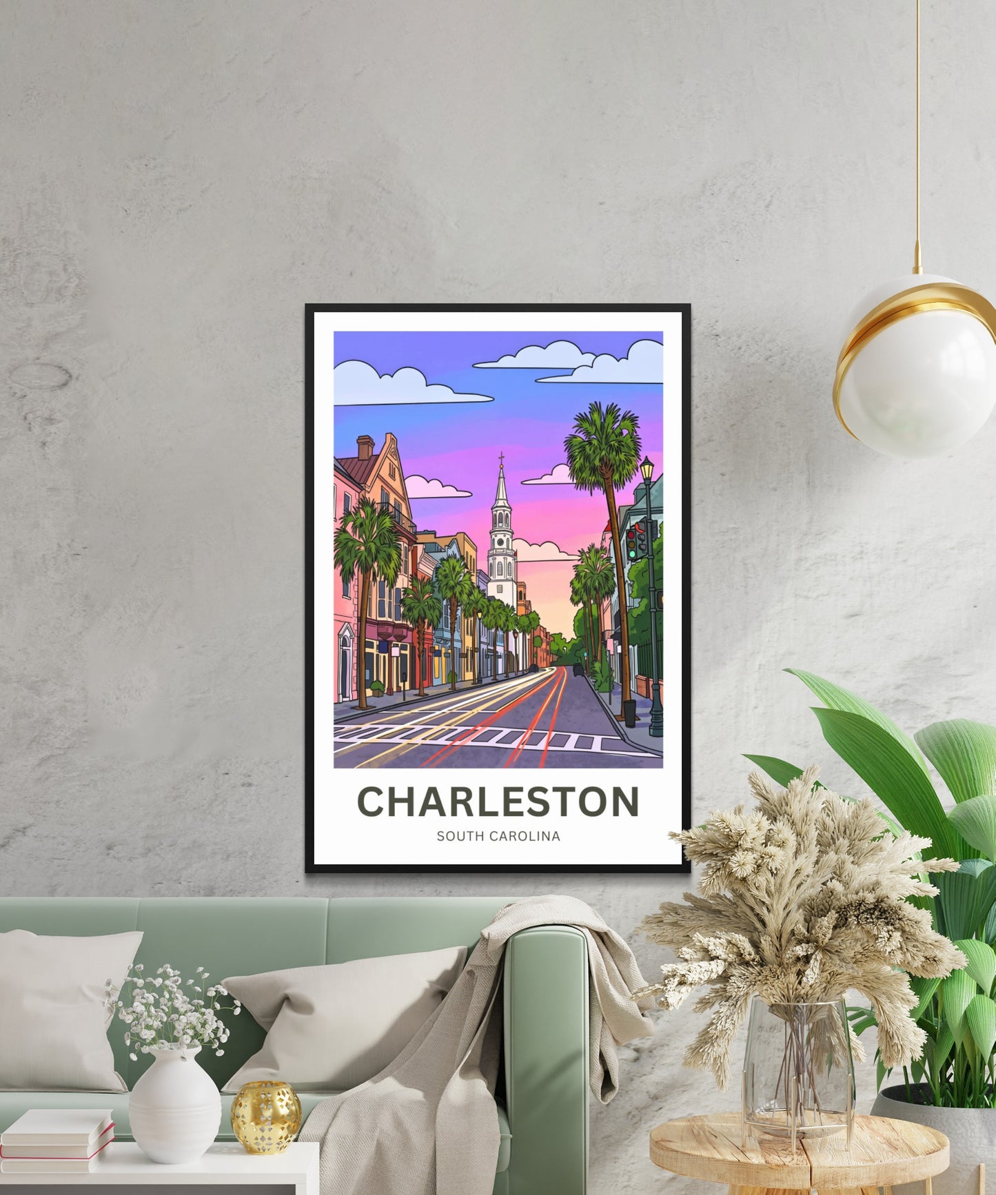 Charleston Historic District Travel Poster - Garden Streets