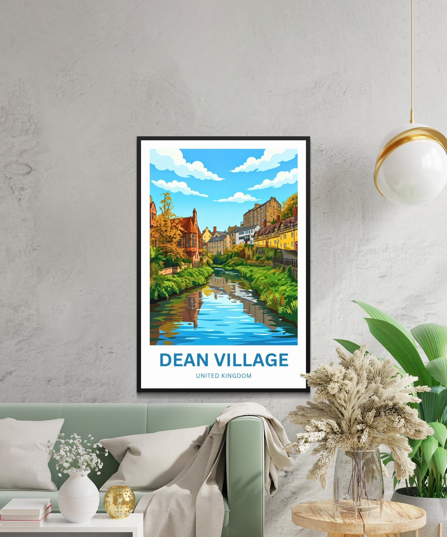 Dean Village Travel Poster - Water of Leith Serenity