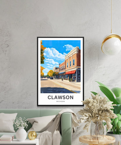 Clawson Travel Poster - City in Michigan