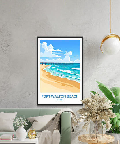 Fort Walton Beach Travel Poster - Gulf Coast Glow