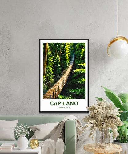 Capilano Suspension Bridge  Travel Poster - Above the rainforest